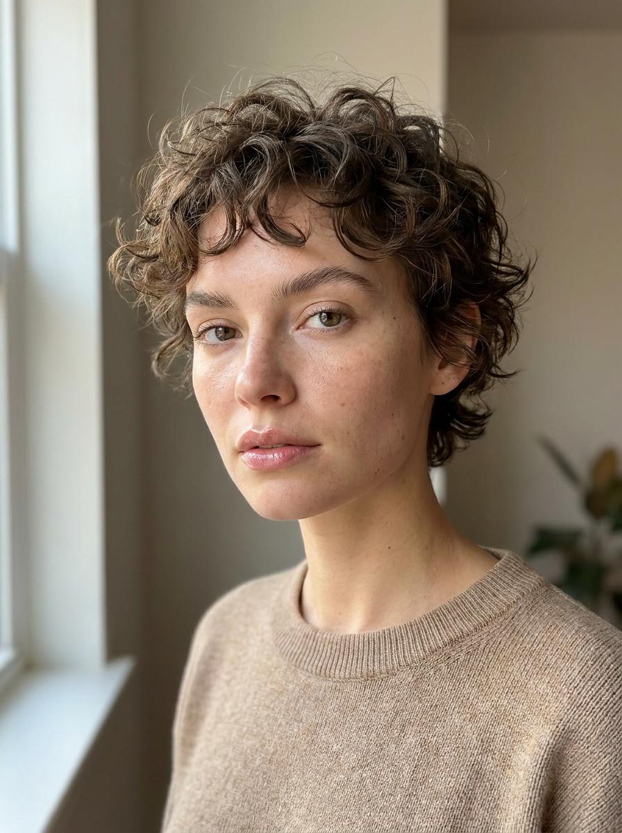 Frecher Locken-Pixie – moderne Frisur für kurze Haare